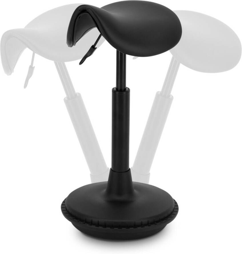 Wobblez Zadelkruk Ergonomische Bureaustoel voor Zit Sta Bureaus met een hoogte 80-95 cm Wiebelkruk in hoogte verstelbaar van 55-75 cm Zwarte zadelkruk met Cognac zitting