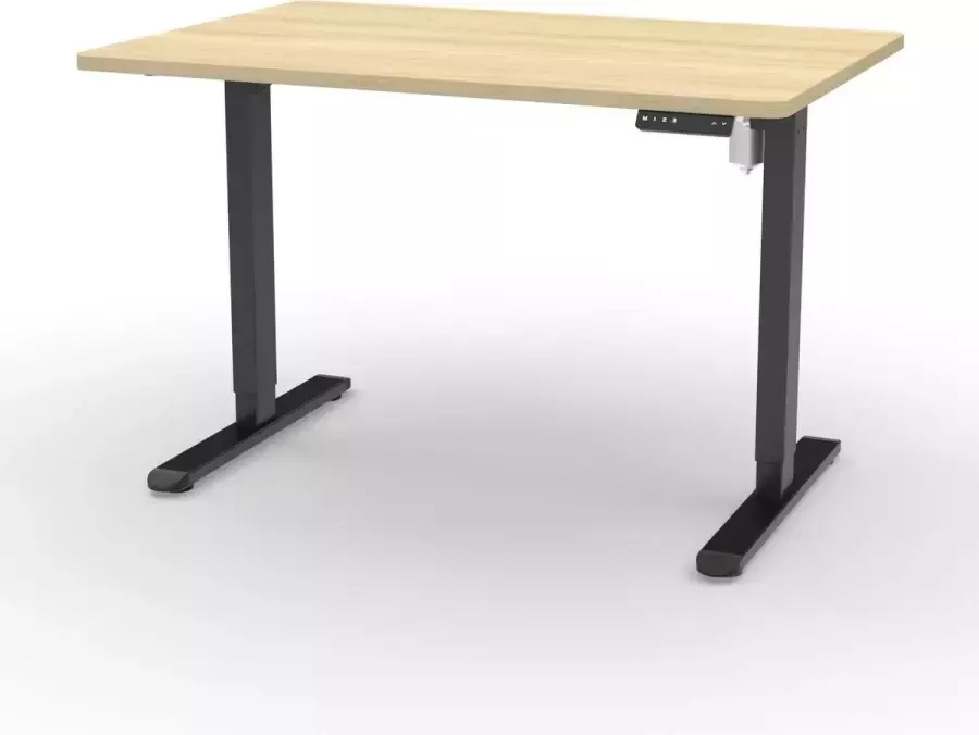 Wobblez Zit Sta Bureau Elektrisch Verstelbaar in Hoogte 71-114cm Houtkleurig Tafelblad 120x80cm Zwart Frame