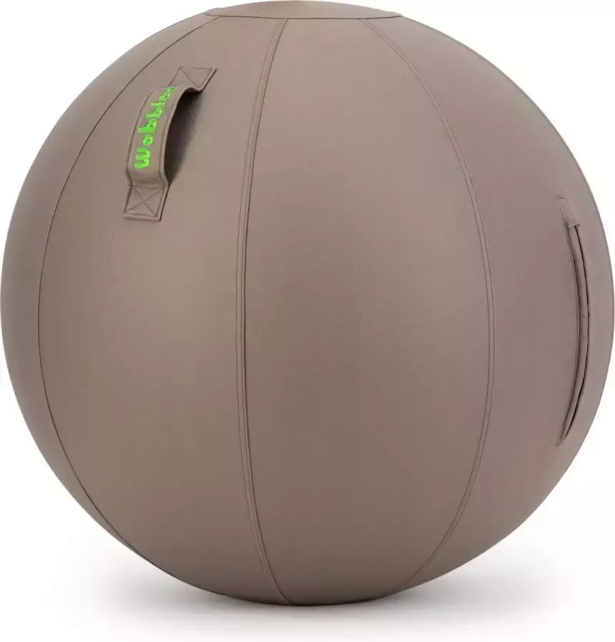 Wobblez Sphere Zitbal 75 cm met voetpomp Mocca kunstleer hoes voor mensen van 185-200 cm