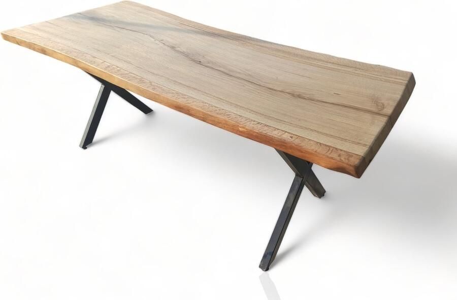 WodyGody B.V. WodyGody TO-003 Eettafel Eiken X-vormige Metalen Poten Rechthoekig 200x75cm