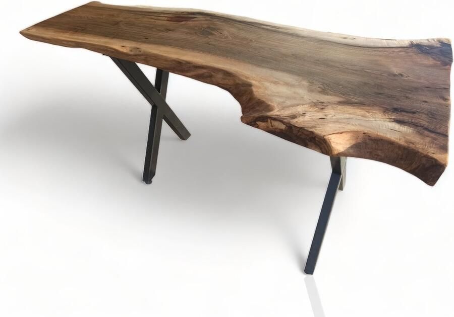 WodyGody B.V. Handgemaakte Eettafel Unieke Keukentafel Rustieke Notenhouten Tafel Eettafelblad Alleen bovenkant zonder eettafelpoot 169x89 WodyGody - Foto 2