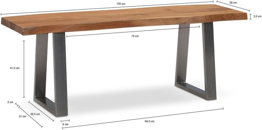 Ervesto Kledingkastbank Acacia Halbank Garderobebank Licht goudbruin Modern design Handgemaakt Verstelbare poten