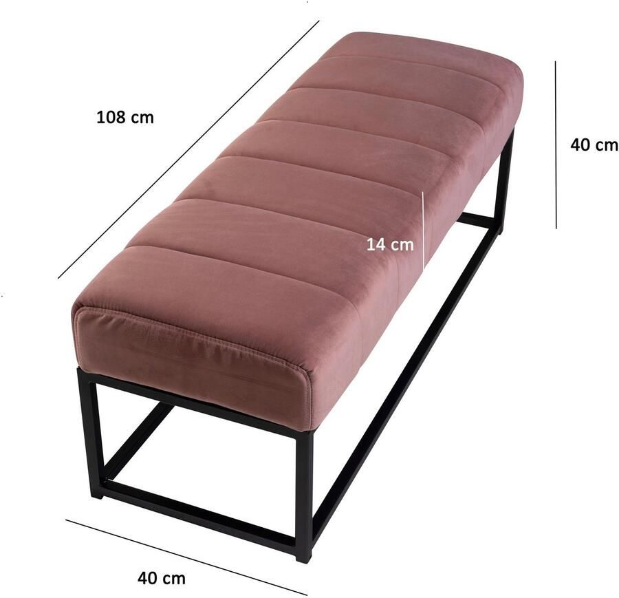 Ervesto Fluweel Roze Bank Design Bedbank Halbank Modern en Elegant Met Metalen Frame Comfortabel en Ruimtebesparend