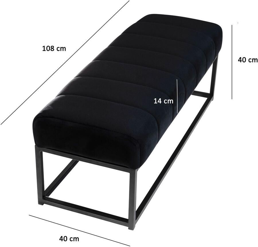 Ervesto Fluweel Zwarte Bank Design Bedbank Halbank Modern Compact en Ruimtebesparend Met Metalen Frame 120 kg Belastbaar - Foto 3