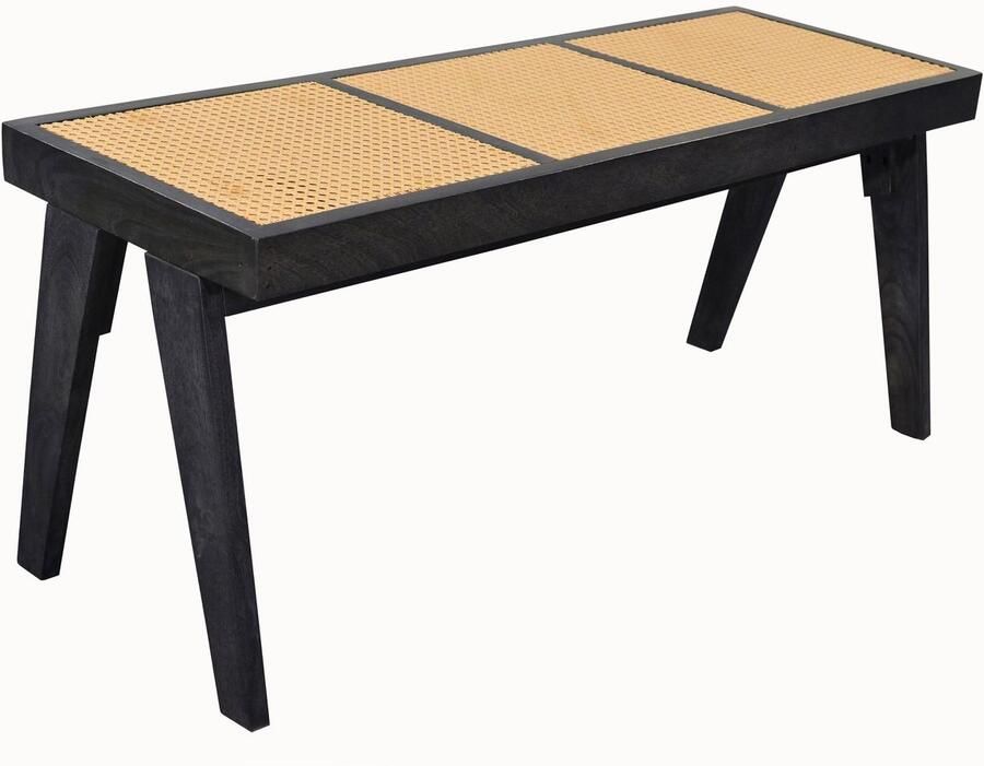 Wohnling Bank rotan acaciahout zwart 120 cm