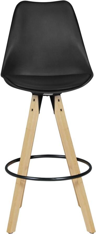 Ervesto 2 Set LIMA zwart retro design hout met rugleuning Design Barstoel Retro Scandinavisch 2 stuks Aanrecht hoogte zithoogte 77 cm - Foto 2