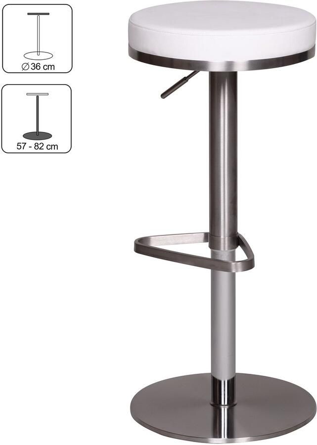 Wohnling Barkruk wit roestvrij staal 82 cm WL1.294
