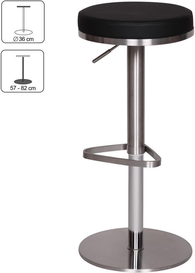 Wohnling Barkruk zwart roestvrij staal 82 cm WL1.293