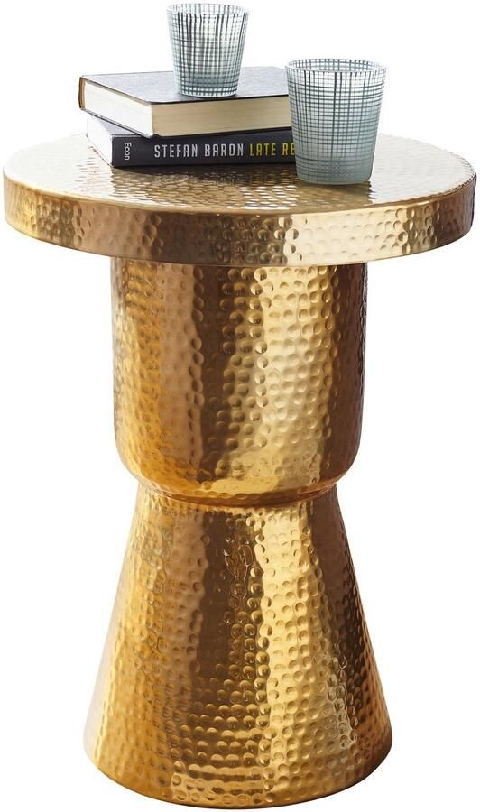 Ervesto Design bijzettafel DELYLA 43x59x43 cm aluminium goud Decoratie tafel oosterse rond Designtafel design metaal modern Kleine tafel Kleine Hammerschlag Abstelltisch - Foto 2