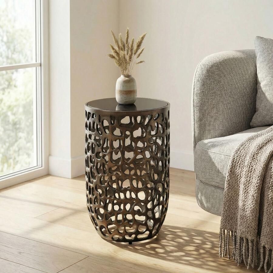 Wohnling Bijzettafel glas aluminium zwart 30 cm WL7.523 - Foto 2