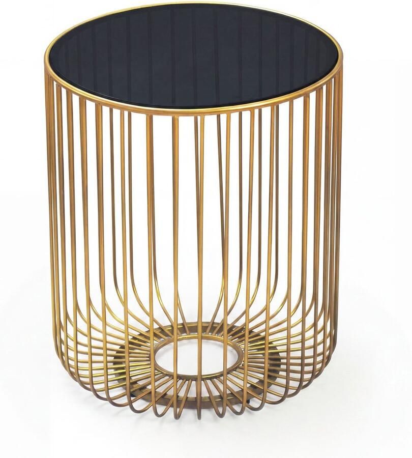 Wohnling Bijzettafel glas metaal goud rond 40 cm WL7.508 - Foto 2
