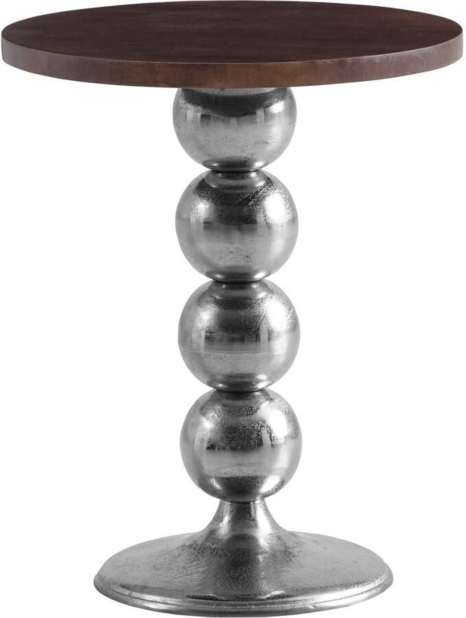 Wohnling Bijzettafel Mango Massief Hout Metaal 50x50x61.5 cm Bijzettafel Kleine Bijzettafel Rond Woonkamertafel Bank Modern Sofa Tafel Hoog