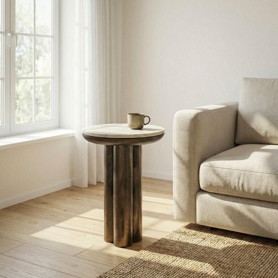 Wohnling Bijzettafel metaal marmer wit 36 cm WL7.510 - Foto 2