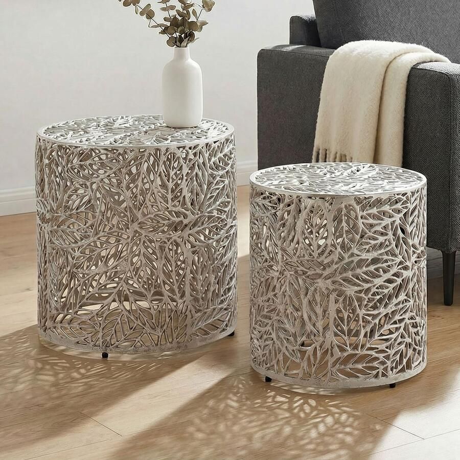 Wohnling Bijzettafelset zilver aluminium 41x41 cm