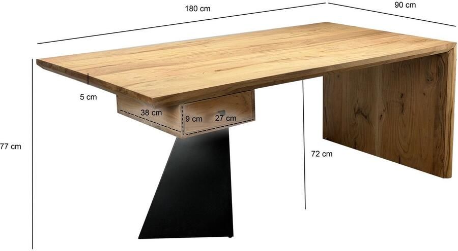 Wohnling Bureau acaciahout 180 cm lang