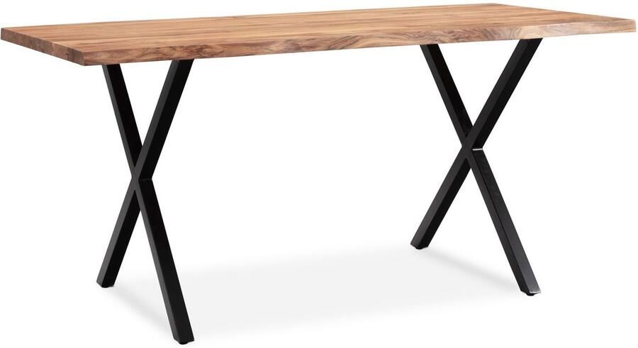 Wohnling Bureau acaciahout zwart 160x80 cm Zwart