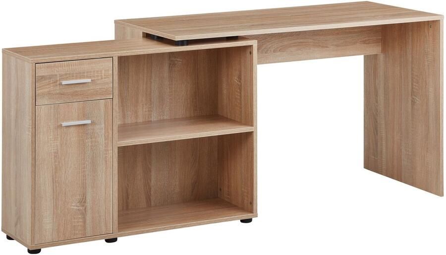 Ervesto design hoekbureau met plank Sonoma 120 x 75 5 x 106 5 cm Moderne bureau computer tafel studie Hoek bureau thuiskantoor - Foto 2