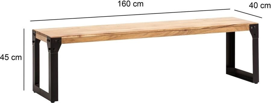 Ervesto Acacia Eetkamerbank 160 cm Industrieel Keukenbank Licht goudbruin Handgemaakt Maximaal 220 kg draagvermogen - Foto 2