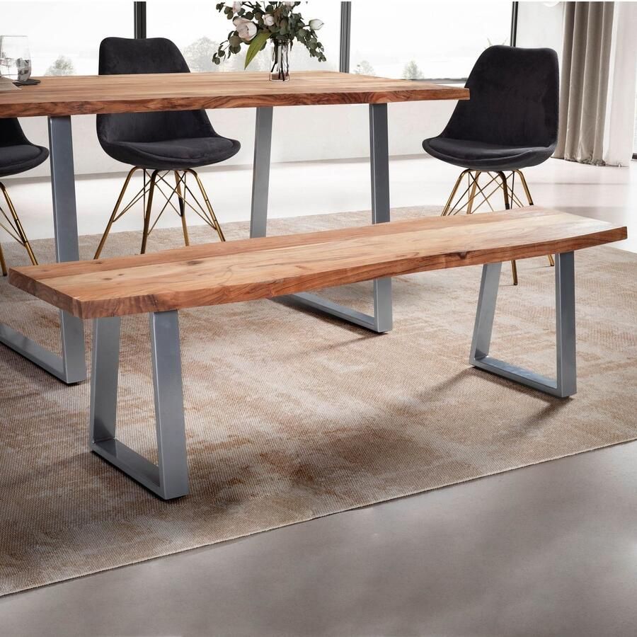 Wohnling Eetkamerbank acaciahout chroom 120 cm WL7.293