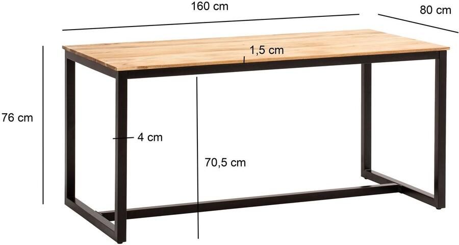 Wohnling Eettafel acaciahout 160x80 cm WL7.060 - Foto 2