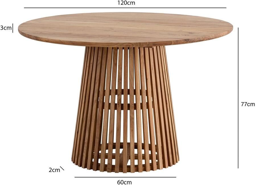 Wohnling Eettafel acaciahout bruin rond 120 cm WL7.313 - Foto 2