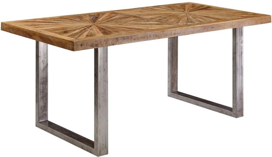 Wohnling eettafel mango massief houten eetkamertafel 200x76 5x100 cm | Keukentafel loft natuur | Massief houten tafel met metalen frame | Industriële tafel WL5.949