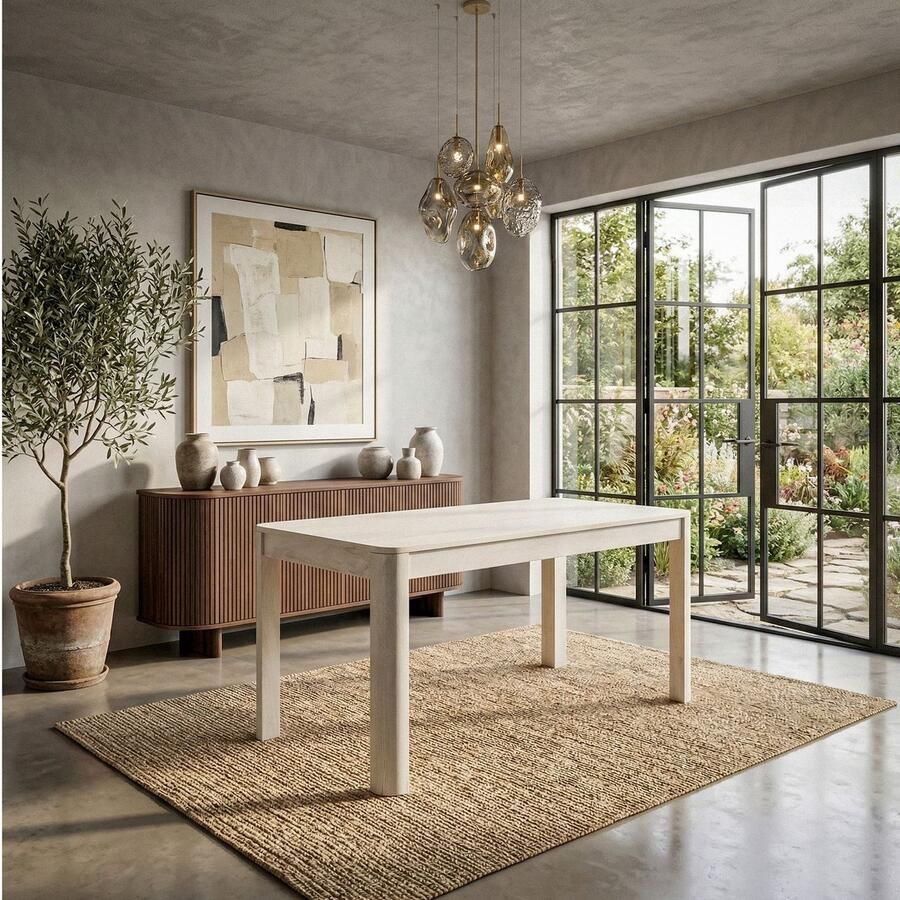 Wohnling Eettafel mangohout wit 120x60 cm WL7.379 - Foto 2