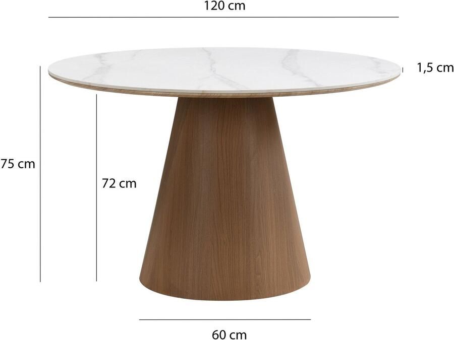 Wohnling Eettafel wit gesinterd steen 120 cm