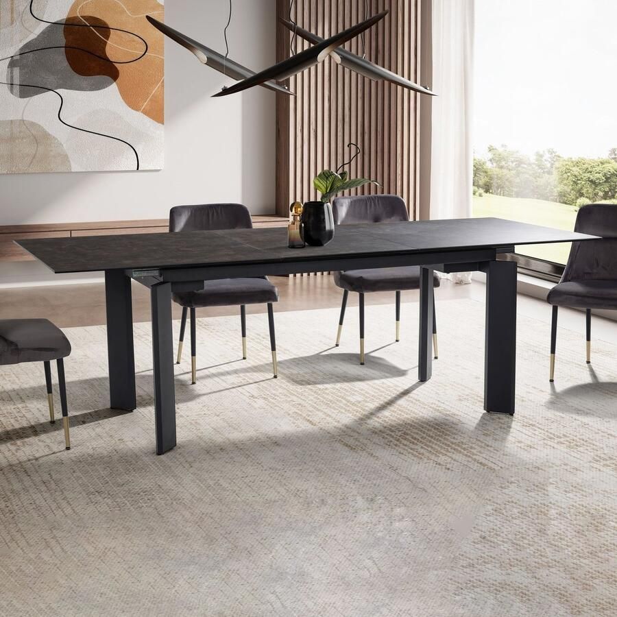 Wohnling Eettafel zwart glaskeramiek 180 cm breed WL7.152