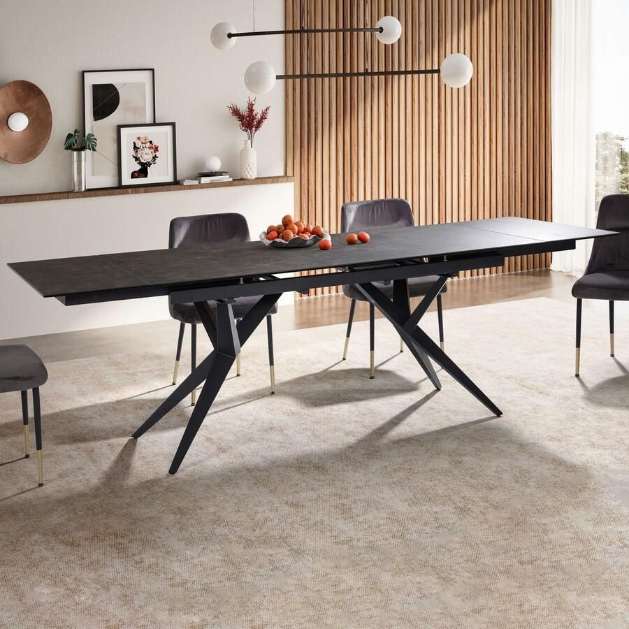 Wohnling Eettafel zwart keramiek uitschuifbaar 180 cm WL7.146