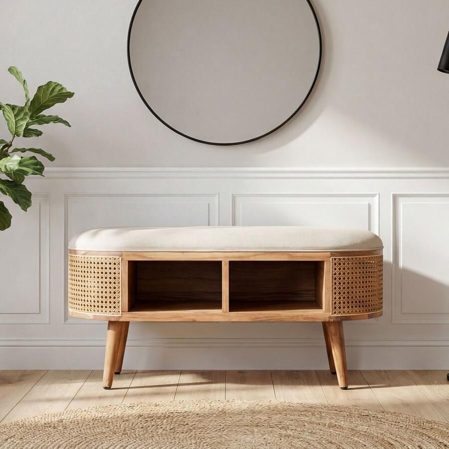 Wohnling Poef vlechtwerk 90 cm retro WL7.439