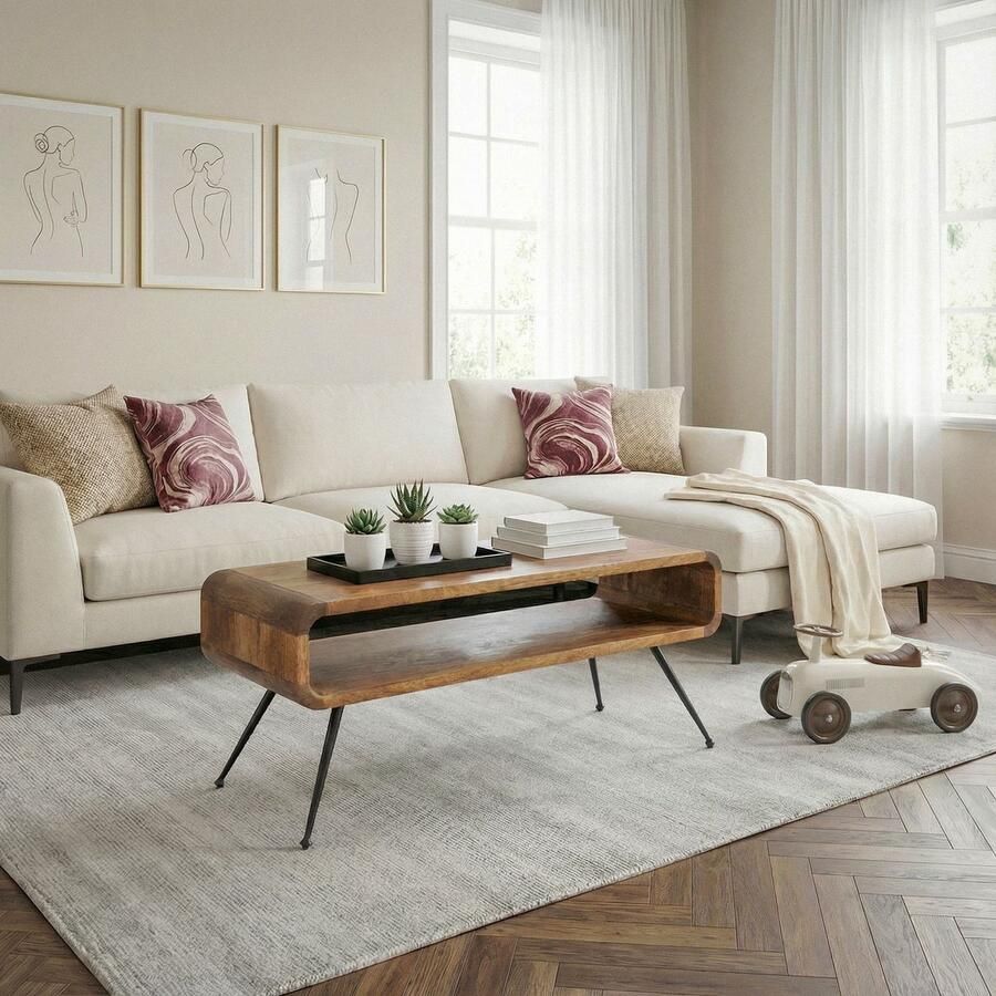 Wohnling Salontafel mangohout 105 cm met opbergvak