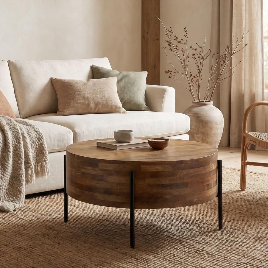 Wohnling Salontafel mangohout rond 70 cm diameter