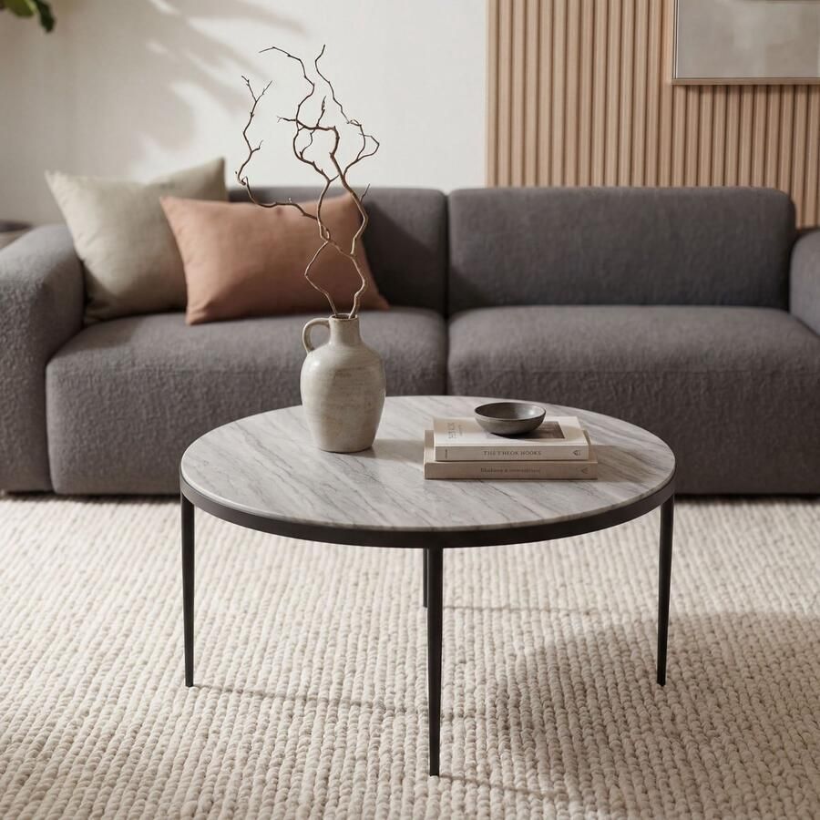 Wohnling Salontafel marmer wit 70 cm rond