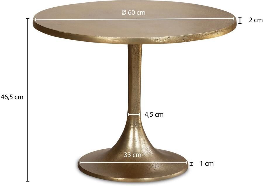 Wohnling salontafel metaal goud 60x60x46 5 cm salontafel aluminium design woonkamertafel rond kleine salontafel modern bijzettafel woonkamer WL7.132 - Foto 2
