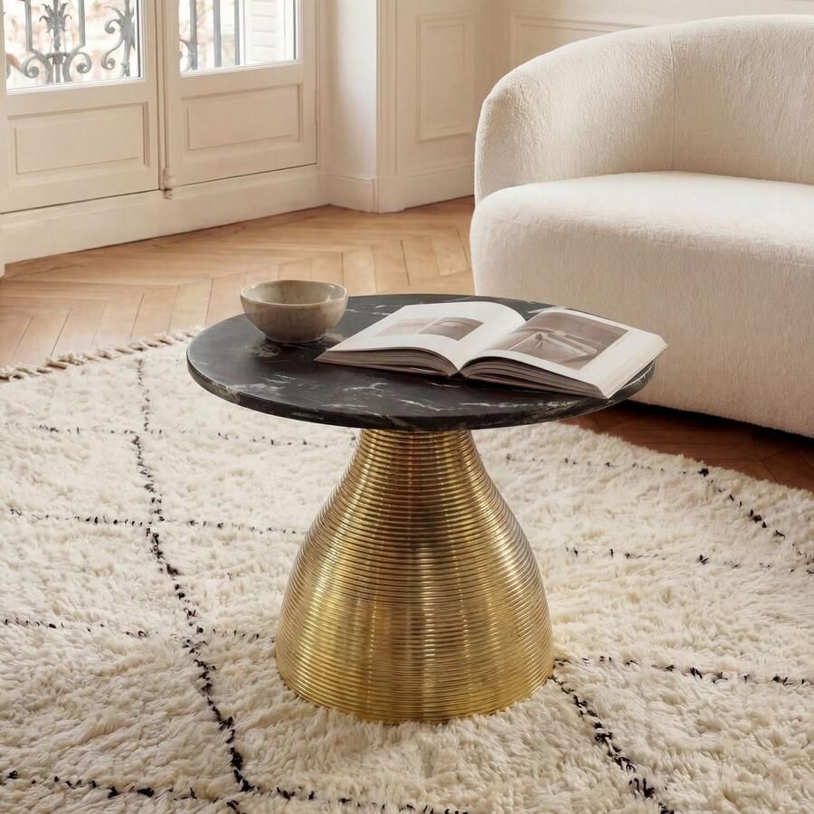 Wohnling Salontafel metaal marmer zwart 60 cm
