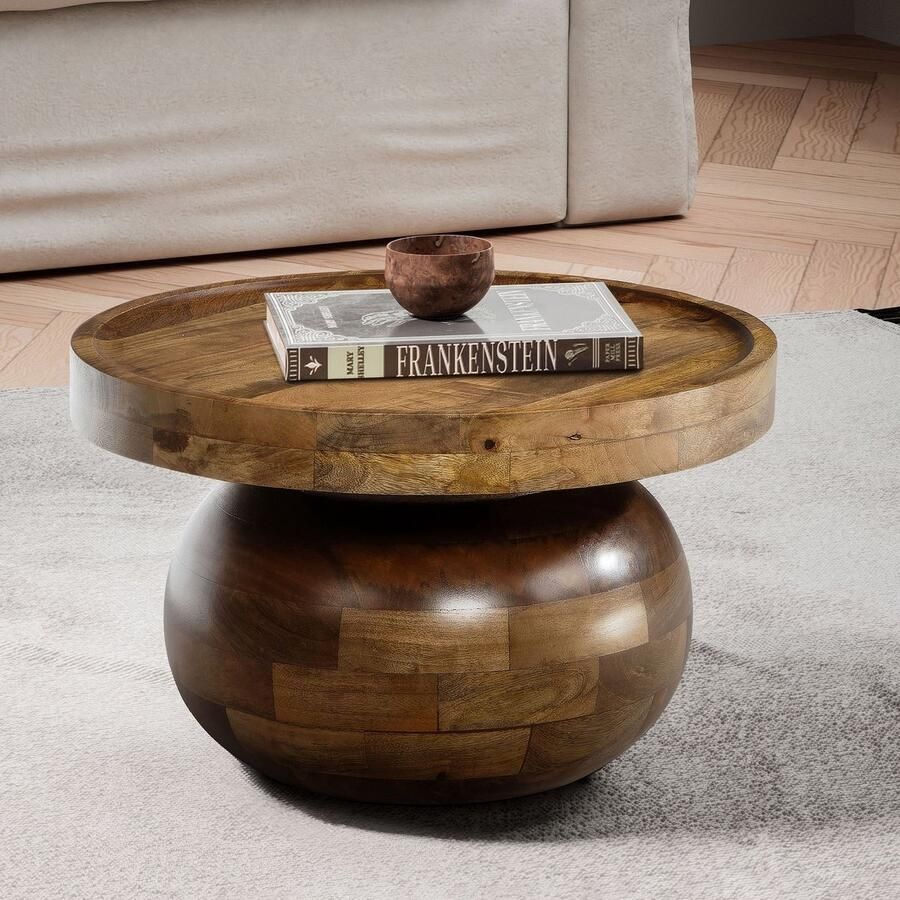 Wohnling Salontafel walnoot rond massief 50 cm