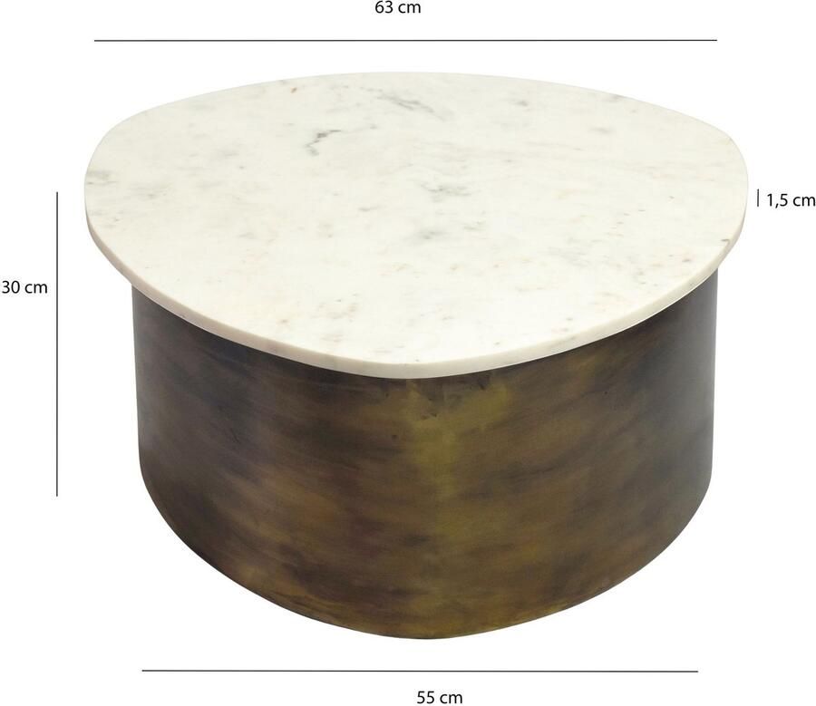 Wohnling Salontafel wit marmer 63 cm rond