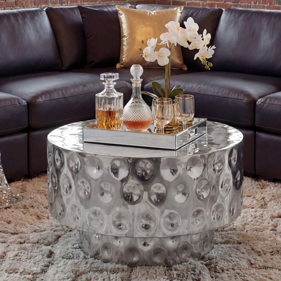 Wohnling Salontafel zilver aluminium rond 60 cm