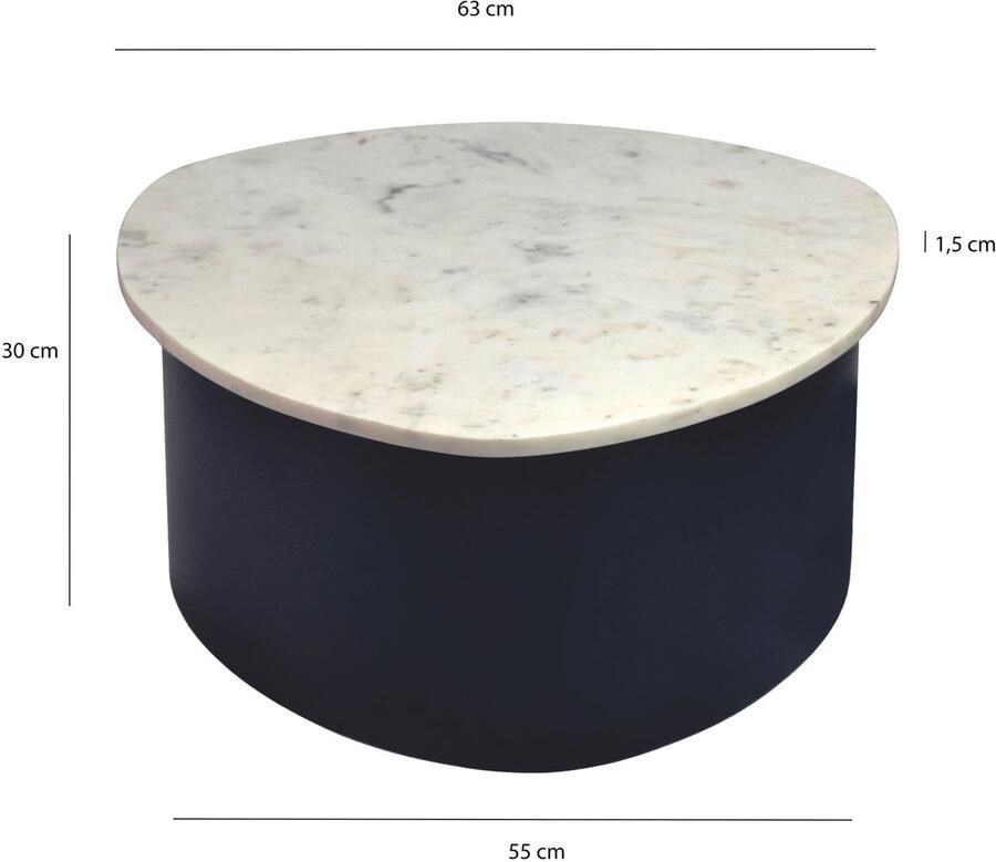 Wohnling Salontafel zwart marmer 63 cm rond