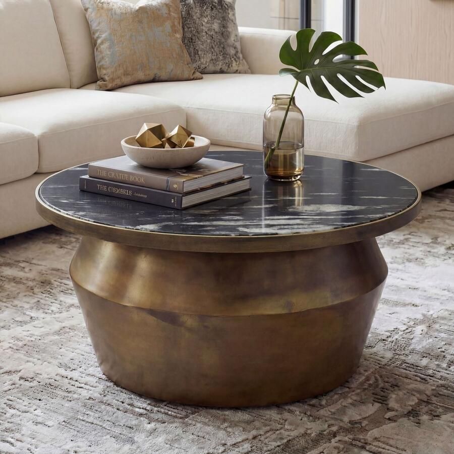 Wohnling Salontafel zwart marmerlook 60 cm