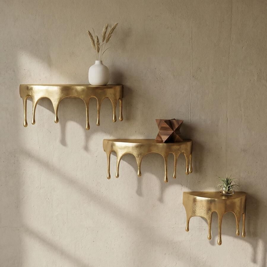 Wohnling Wandplank aluminium goud 60 cm 3-delig WL7.533