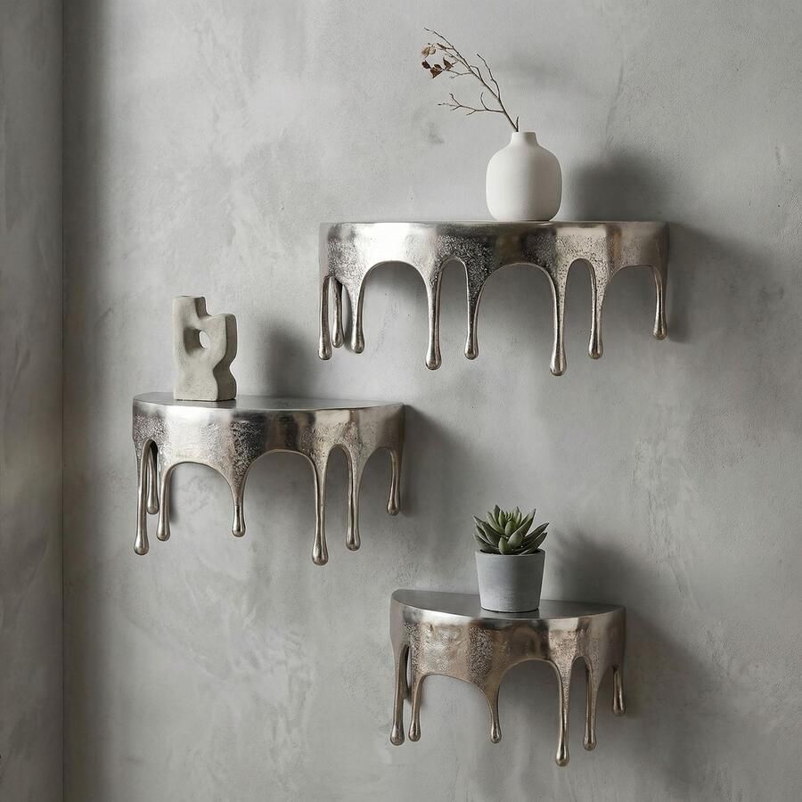 Wohnling Wandplank aluminium zilver 60 cm 3-delig WL7.534