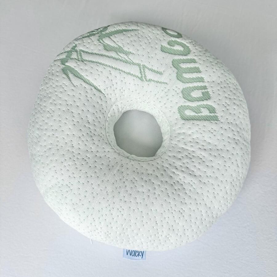 Wolcky Oorkussen – Hoofdkussen Orthopedisch Piercing Hoofdkussen Donut Kussen Ringkussen Daith Piercing Kussen – Reiskussen Afneembare Bamboe Hoes – Zijslaapkussen Oordoppen Slapen Kniekussen voor in Bed