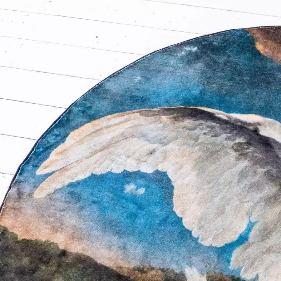 Wolff Blitz Interior De bedreigde zwaan Vloerkleed 180cm Rond Hoogpolig Kunst Jan Asselijn Design rond 1650 Op voorraad