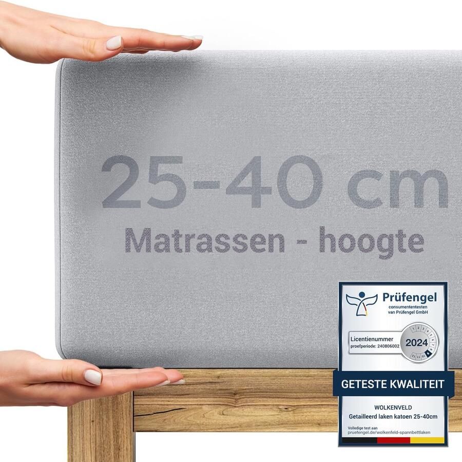 Wolkenfeld d Boxspringbed hoeslaken 180x200cm tot 200x220cm tot 40cm matrashoogte Premium katoenen lakens 180x200 I 180x220 I 200x200 voor boxspring- en waterbedden lichtgrijs
