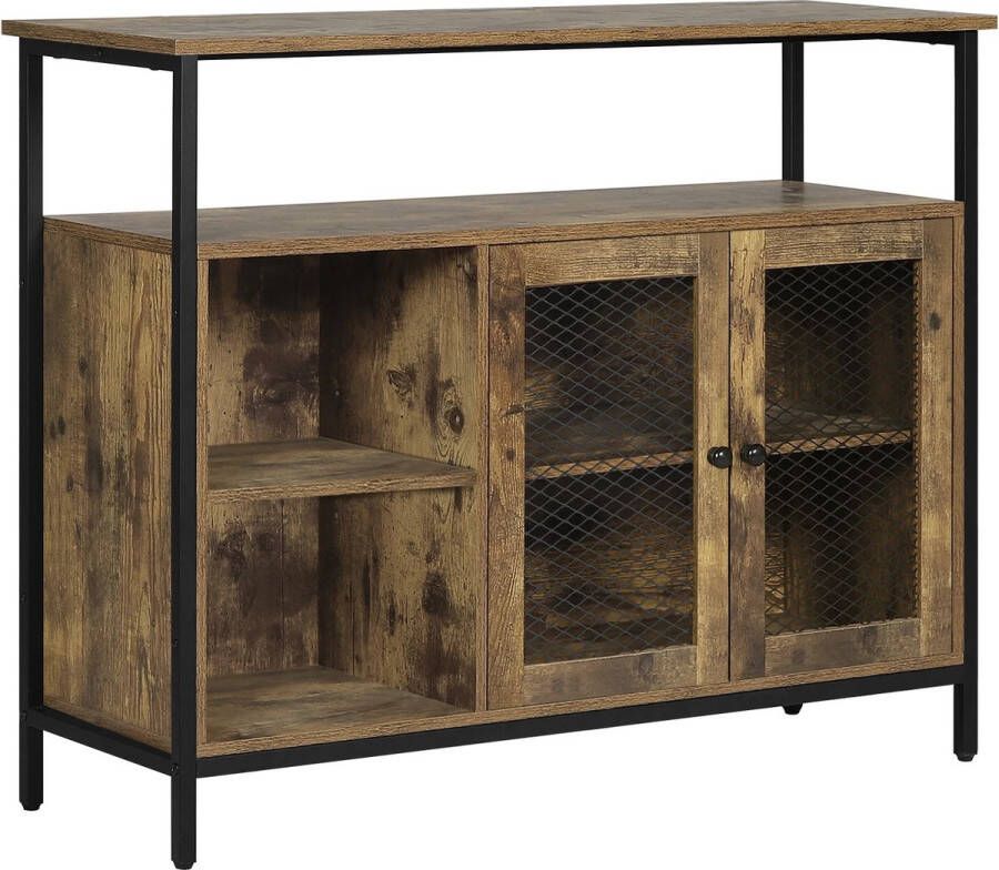 Woltu AllinShop Boekenkast Dressoir Hout Kast Keukenkast Opbergkast Met Deuren Vintage 100X80X35CM
