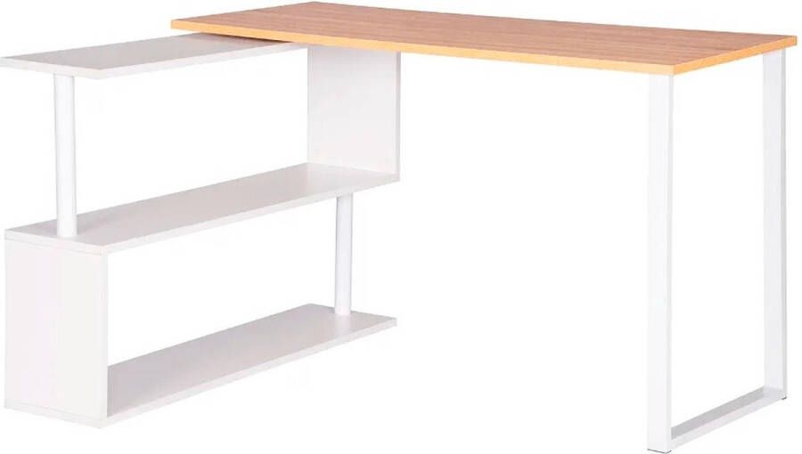 Woltu AllinShop Bureau tafel L Vormig Hoek Bureau Verstellbaar Opvouwbaar Computertafel Hout Wit Bureaustoel Game Tafel Game Bureau Modern 120x50x74CM