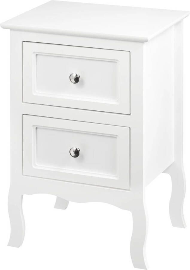 Woltu AllinShop Nachtkastje Met 2 Lades Wit Hout Slaapkamer Bijzettafel 40x30x60CM