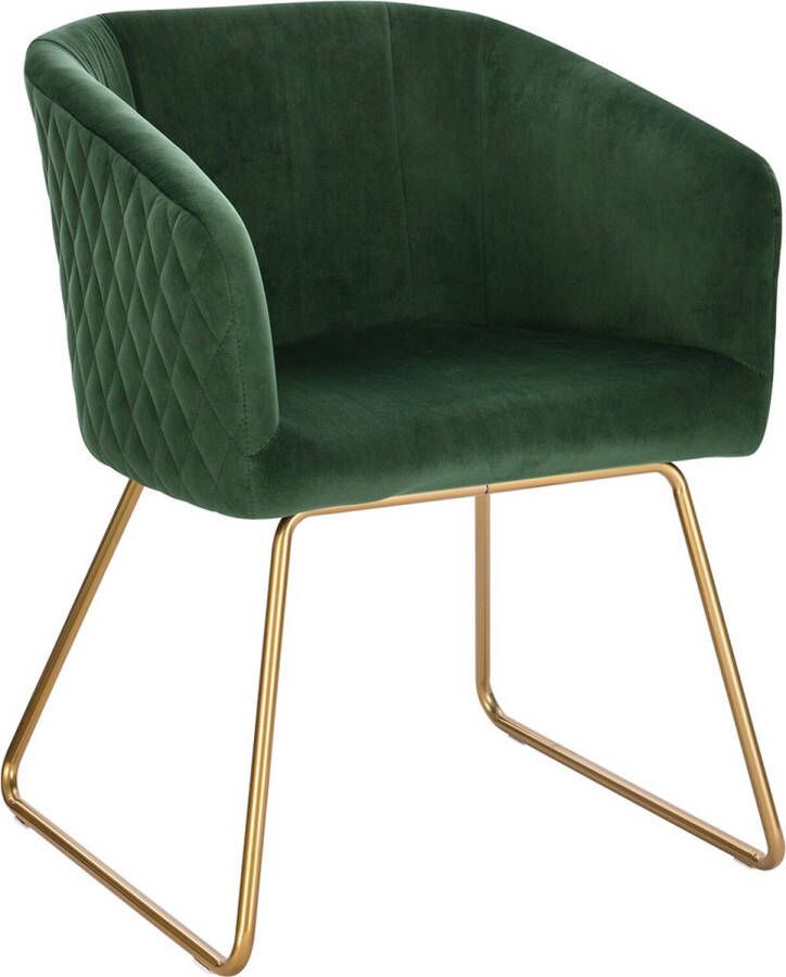 Woltu Eetkamerstoel Groen Velvet – Make Up Stoel Fluweel Groen – 54x54x76.5cm – Keukenstoel – Armleuningen Modern